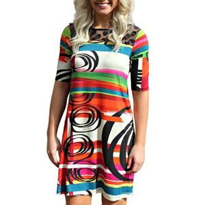 Uncle Frank | Tonya Orange Artistic Print Mini Shift Dress